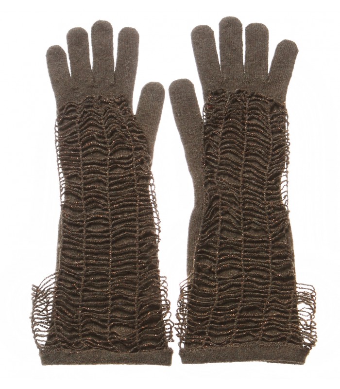 Cashmere-Angora Blend Gloves with Luxury Handmade Lace Decoration packaged in Signature box